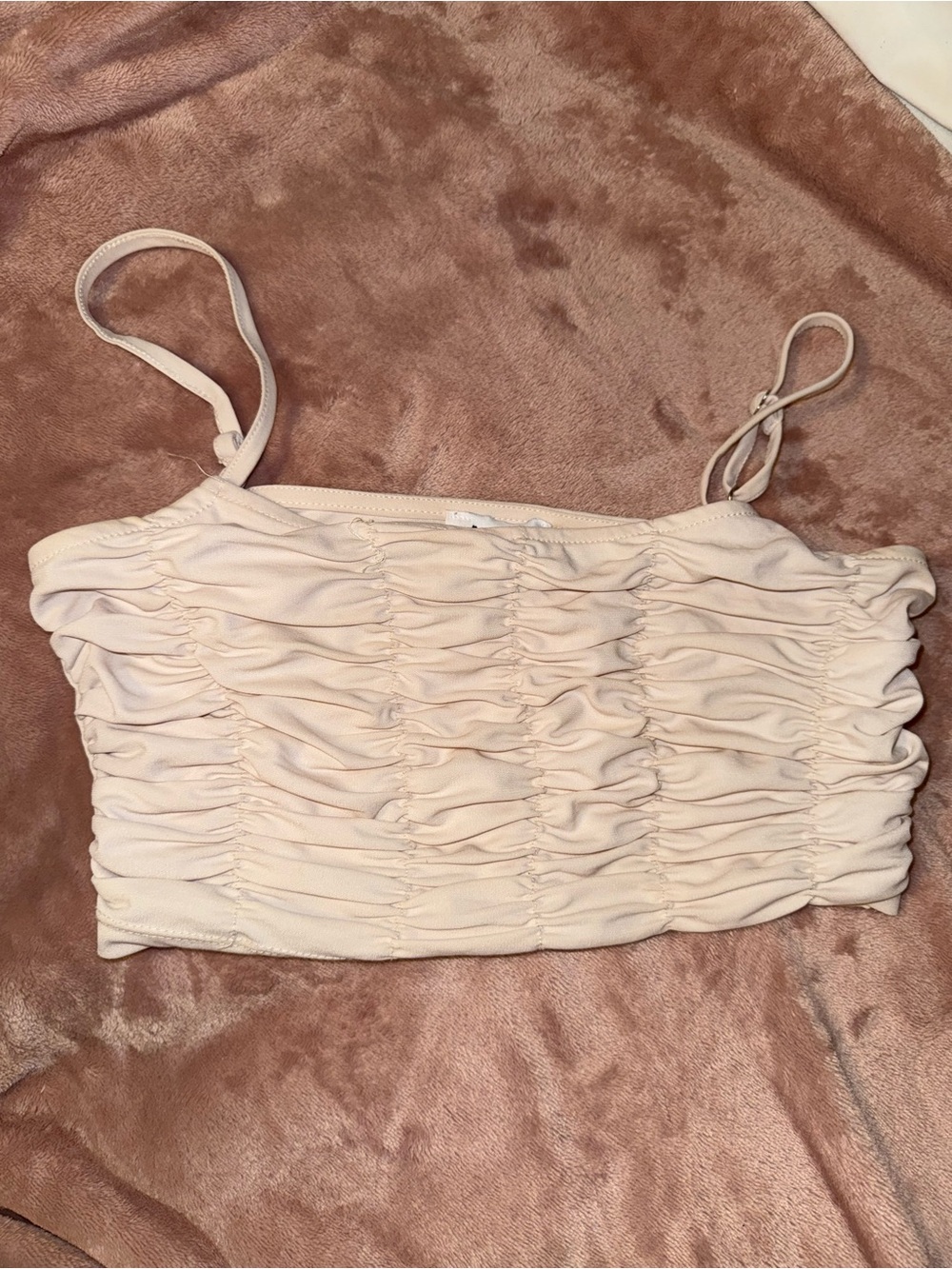 Ruched Cream Crop Top
